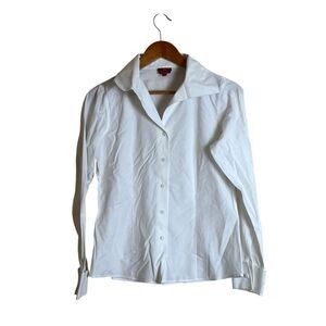 Talbots off white cotton blend button down shirt